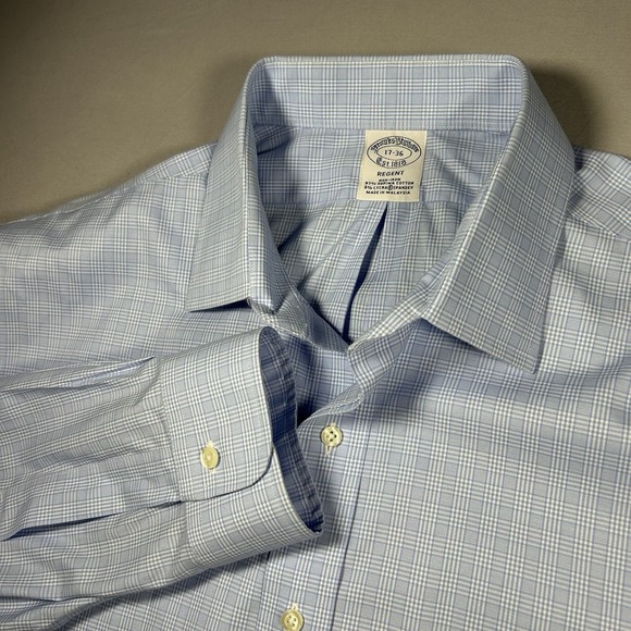 Brooks Brothers Other - Mens XL Brooks Brothers Regent Blue Plaid Non Iron Dress Shirt 17 36